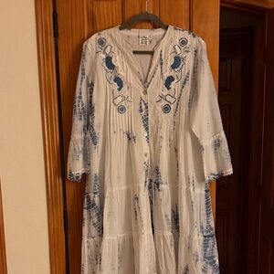 Parsley & Sage White and Blue Floral Dress